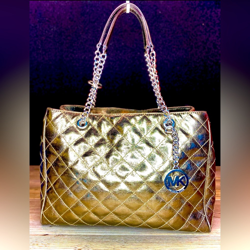 Michael Kors ‘Susannah’ Large Metallic/Nickel Quilted Leather Tote